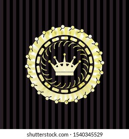 queen crown icon inside golden badge or emblem