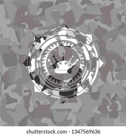 queen crown icon inside grey camo texture