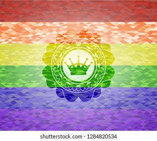 queen crown icon inside lgbt colors emblem 