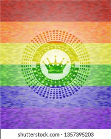 queen crown icon inside lgbt colors emblem 