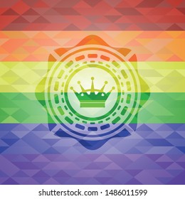 queen crown icon inside lgbt colors emblem 