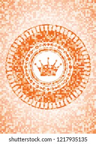 queen crown icon inside orange mosaic emblem