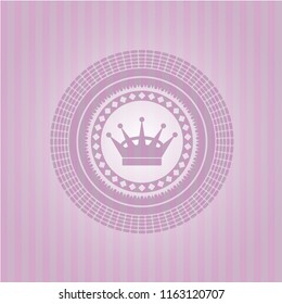 queen crown icon inside pink emblem. Retro