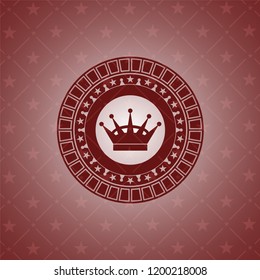 queen crown icon inside realistic red emblem