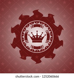 queen crown icon inside realistic red emblem