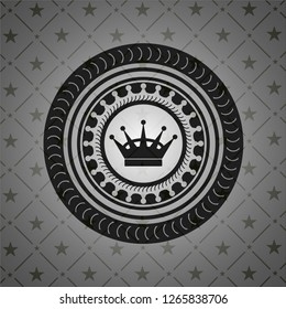 queen crown icon inside realistic black emblem