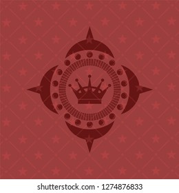 queen crown icon inside red emblem. Vintage.
