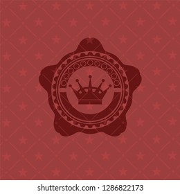 queen crown icon inside red emblem. Vintage.