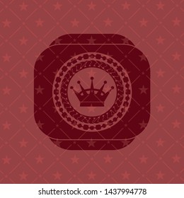 queen crown icon inside red emblem. Retro
