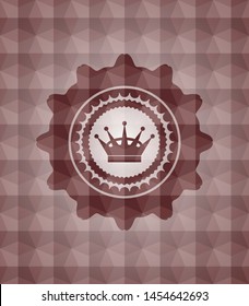 queen crown icon inside red seamless geometric emblem.