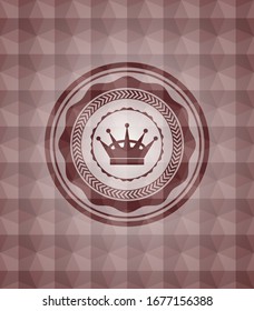 queen crown icon inside red seamless geometric badge.