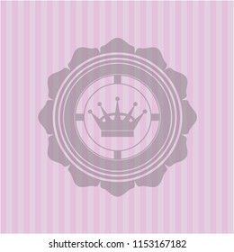queen crown icon inside retro pink emblem
