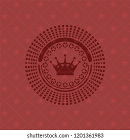 queen crown icon inside retro red emblem