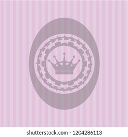 queen crown icon inside retro style pink emblem