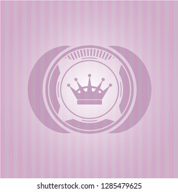queen crown icon inside retro style pink emblem