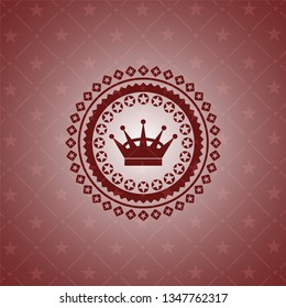 queen crown icon inside retro style red emblem