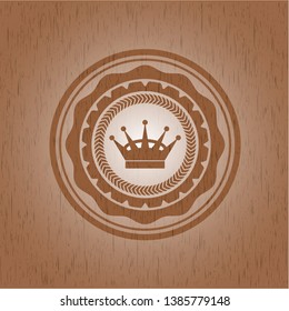 queen crown icon inside retro wood emblem