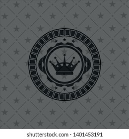 queen crown icon inside retro style black emblem