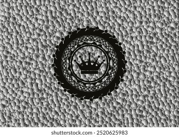 Icono de la corona de la reina dentro del emblema negro del estilo retro con el fondo de las burbujas. Ilustración vectorial. Detallado. 