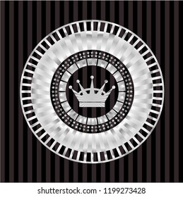 queen crown icon inside silver shiny badge