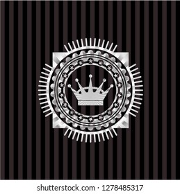 queen crown icon inside silver shiny emblem