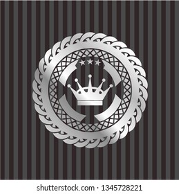 queen crown icon inside silver shiny emblem