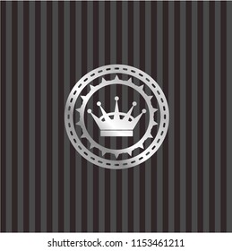 queen crown icon inside silvery badge or emblem