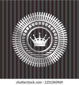 queen crown icon inside silvery emblem