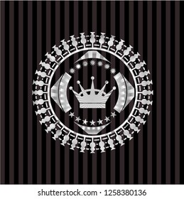 queen crown icon inside silvery badge or emblem