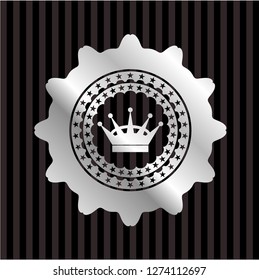 queen crown icon inside silvery shiny badge