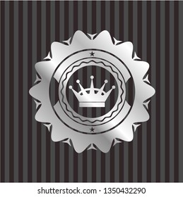queen crown icon inside silvery shiny emblem