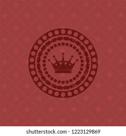 queen crown icon inside vintage red emblem