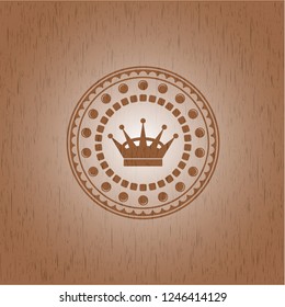 queen crown icon inside vintage wood emblem