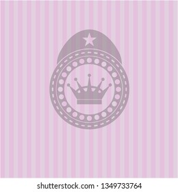 queen crown icon inside vintage pink emblem