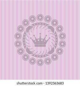 queen crown icon inside vintage pink emblem