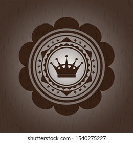 queen crown icon inside vintage wood emblem