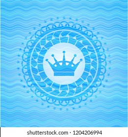queen crown icon inside water wave concept emblem background.