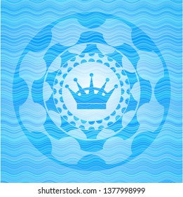 queen crown icon inside water representation style badge.