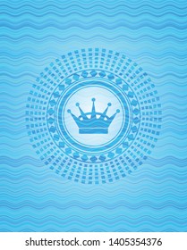 queen crown icon inside water concept style badge.