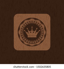 queen crown icon inside wood emblem. Retro