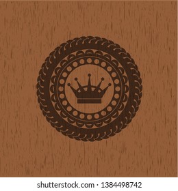 queen crown icon inside wooden signboards