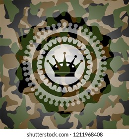 queen crown icon on camouflaged texture