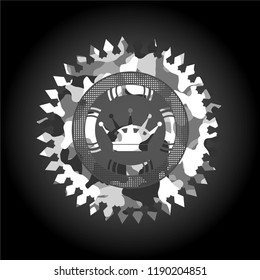 queen crown icon on grey camouflage pattern