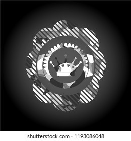 queen crown icon on grey camouflage pattern