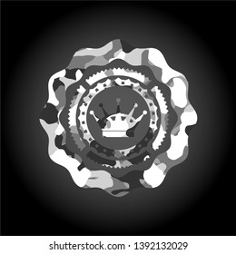 queen crown icon on grey camo texture