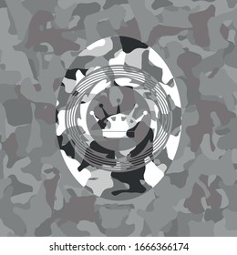 queen crown icon on grey camo pattern