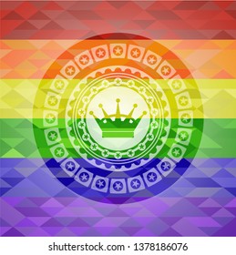 queen crown icon on mosaic background with the colors of the LGBT flag