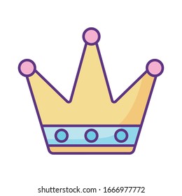 queen crown icon over white background, flat style, vector illustration