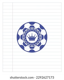 queen crown icon pen effect. Blue ink. Vector Illustration. Detailed. 