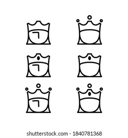 Queen and crown icon set in eps 8